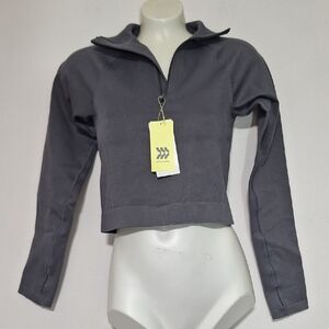 All in Motion Charcoal Women's Zip-Up Athletic Crop Jacket